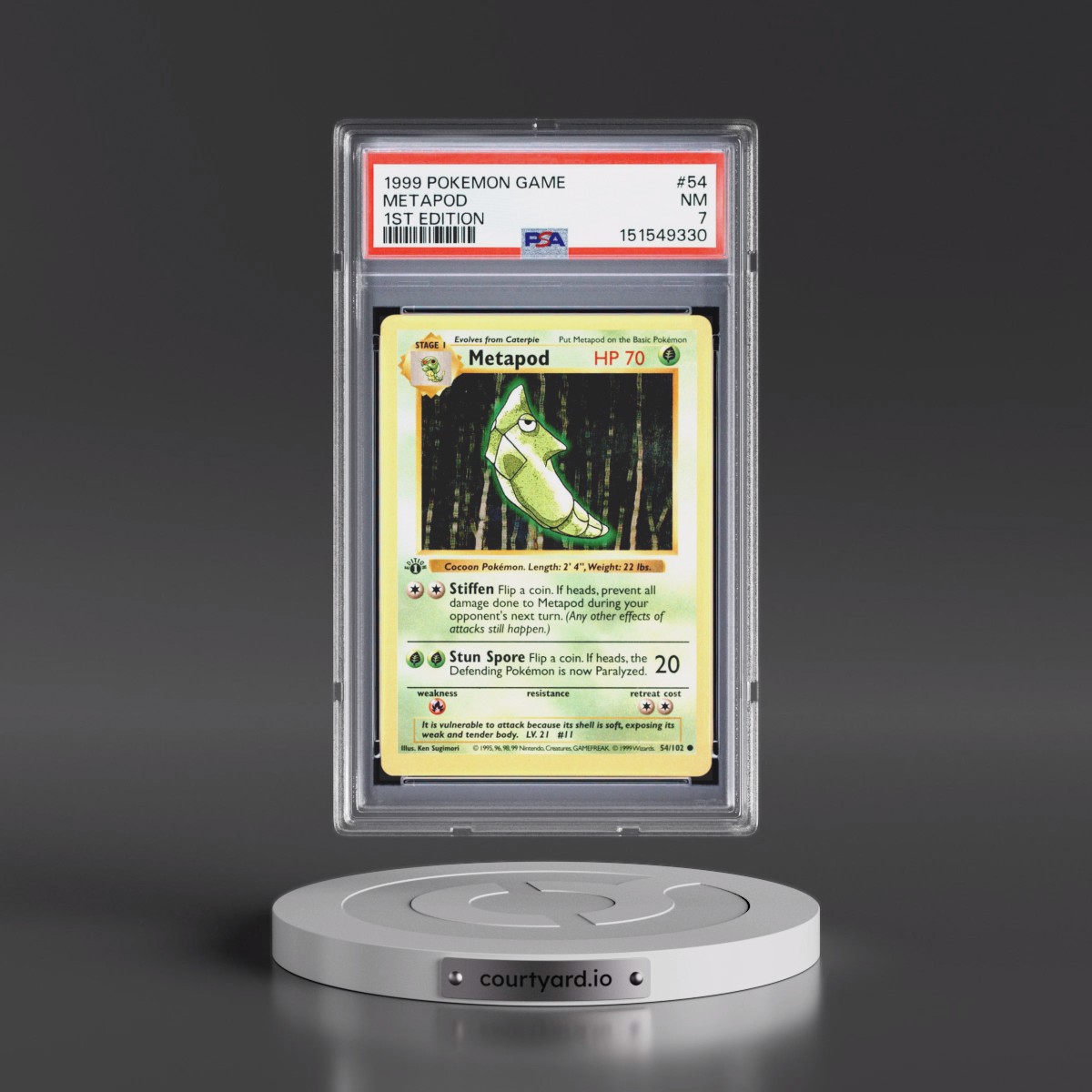1999 Pokémon Game #54 Metapod - 1st Edition (PSA 7 NM)