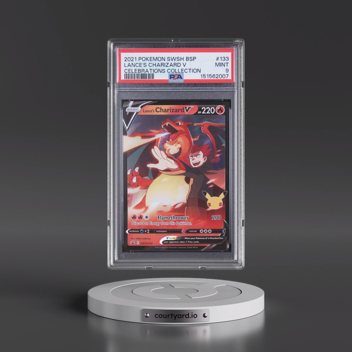 2021 Pokémon Swsh Black Star Promo #133 Lance's Charizard V - Holo Celebrations Collection (PSA 9 MINT)