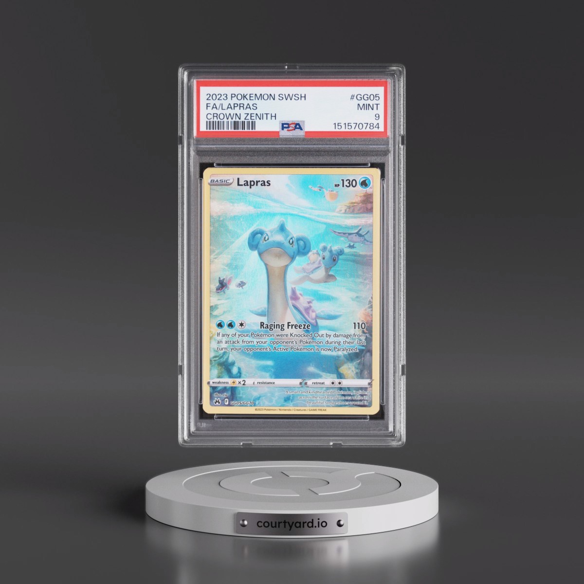 2023 Pokémon Sword and Shield Crown Zenith #GG05 Lapras - Full Art (PSA 9 MINT)