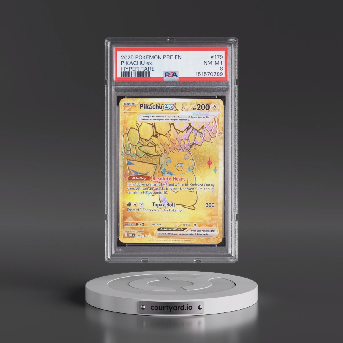 2025 Pokémon Pre EN-Prismatic Evolutions #179 Pikachu EX - Holo Hyper Rare (PSA 8 NM-MT)