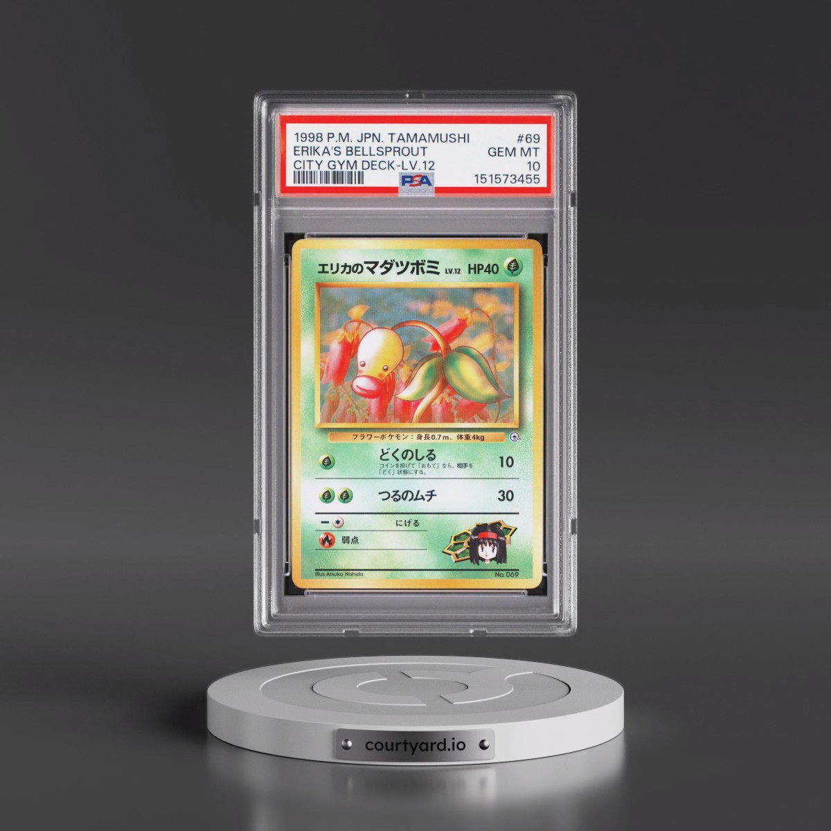 1998 Pokémon Tamamushi City Gym Deck #69 Erika's Bellsprout - LV.12 (PSA 10 GEM MINT)