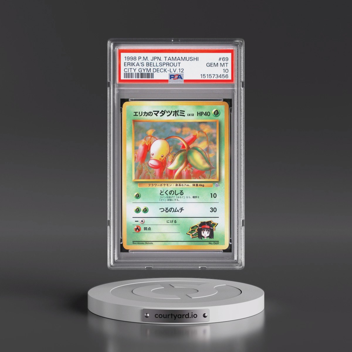 1998 Pokémon Tamamushi City Gym Deck #69 Erika's Bellsprout - LV.12 (PSA 10 GEM MINT)