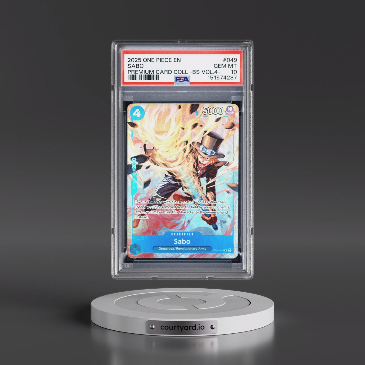 2025 One Piece Premium Card Collection -Best Selection Vol.4 #049 Sabo (PSA 10 GEM MINT)