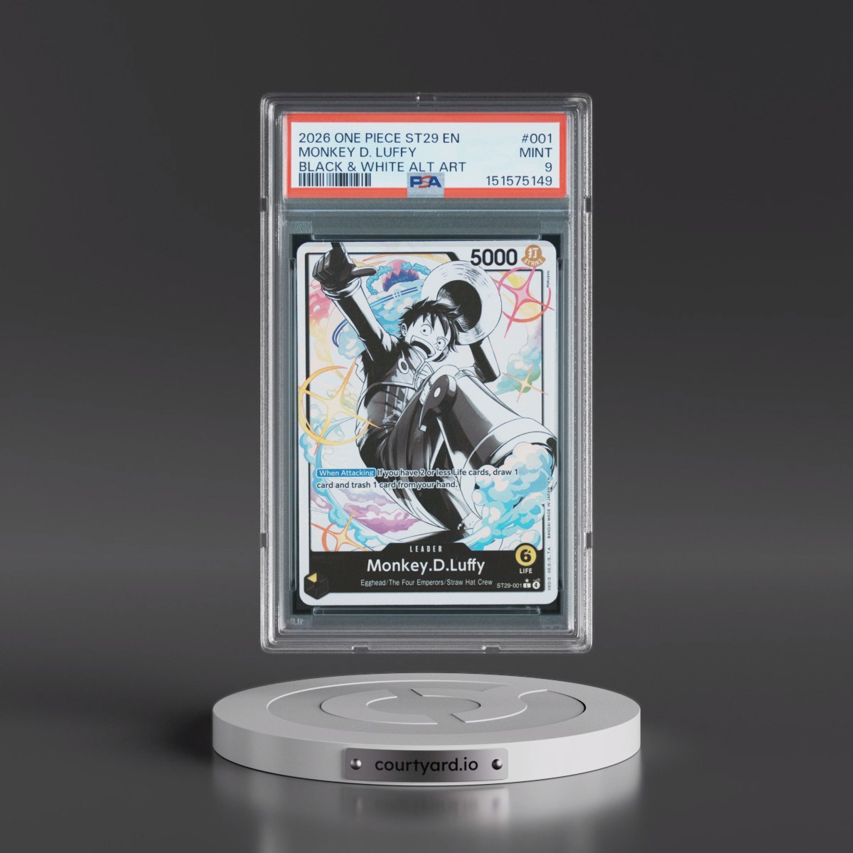 2026 One Piece Starter Deck ST29-Egghead #001 Monkey D. Luffy - Black & White Alternate Art (PSA 9 MINT)