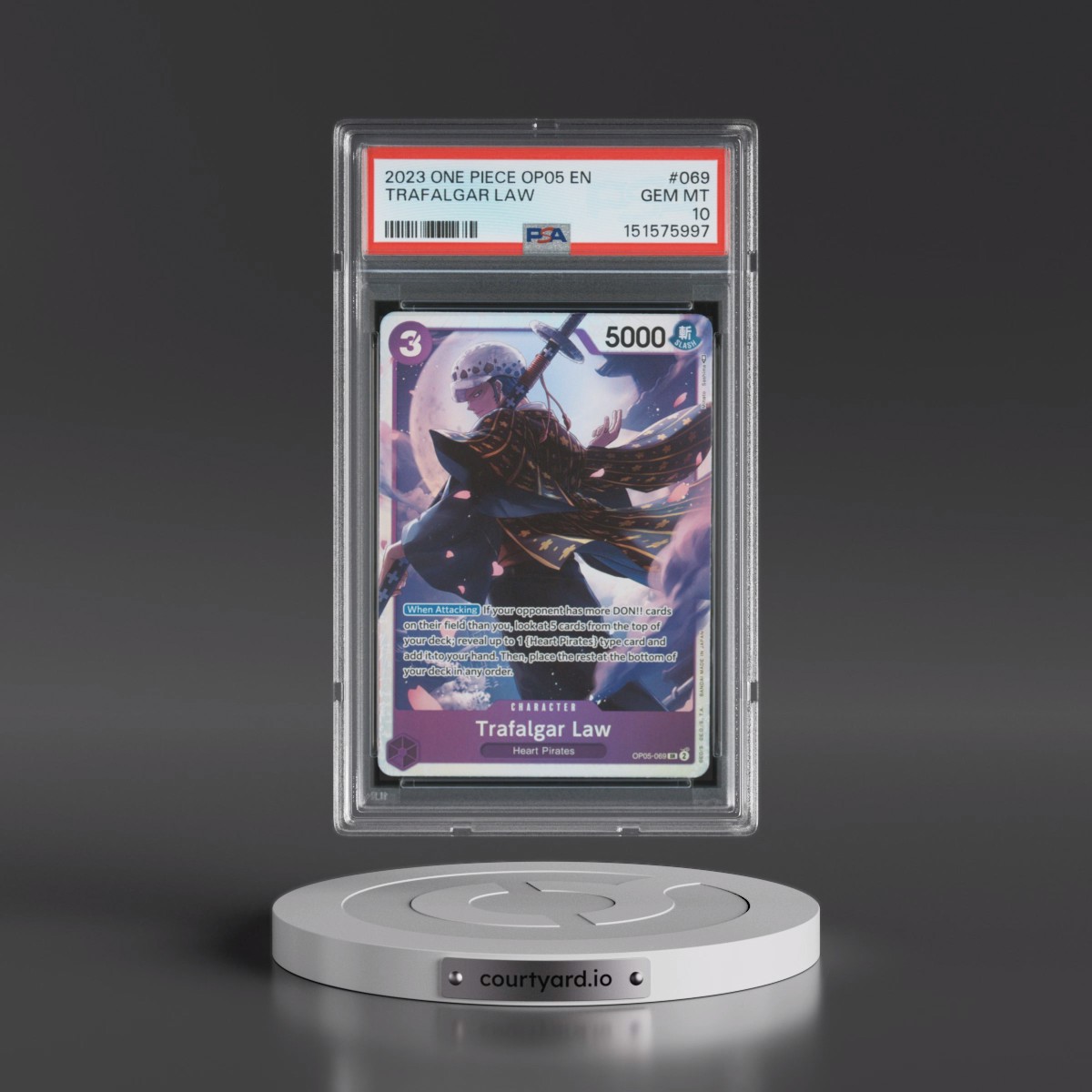 2023 One Piece OP05-Awakening of the New Era #069 Trafalgar Law (PSA 10 GEM MINT)