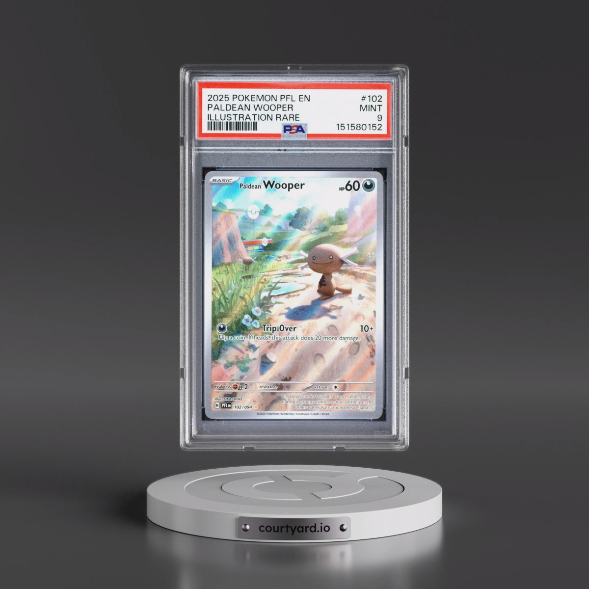2025 Pokémon Pfl EN-Phantasmal Flames #102 Paldean Wooper - Illustration Rare (PSA 9 MINT)