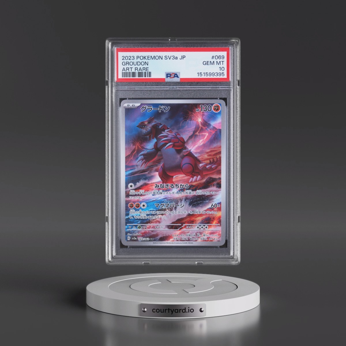 2023 Pokémon Sv3a-Raging Surf #069 Groudon - Art Rare (PSA 10 GEM MINT)