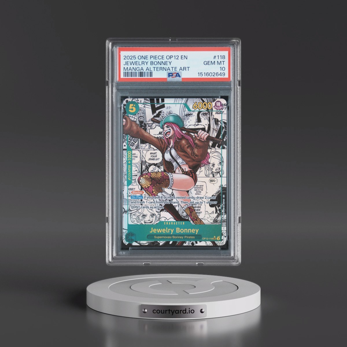 2025 One Piece OP12-Legacy of the Master #118 Jewelry Bonney - Manga Alternate Art (PSA 10 GEM MINT)