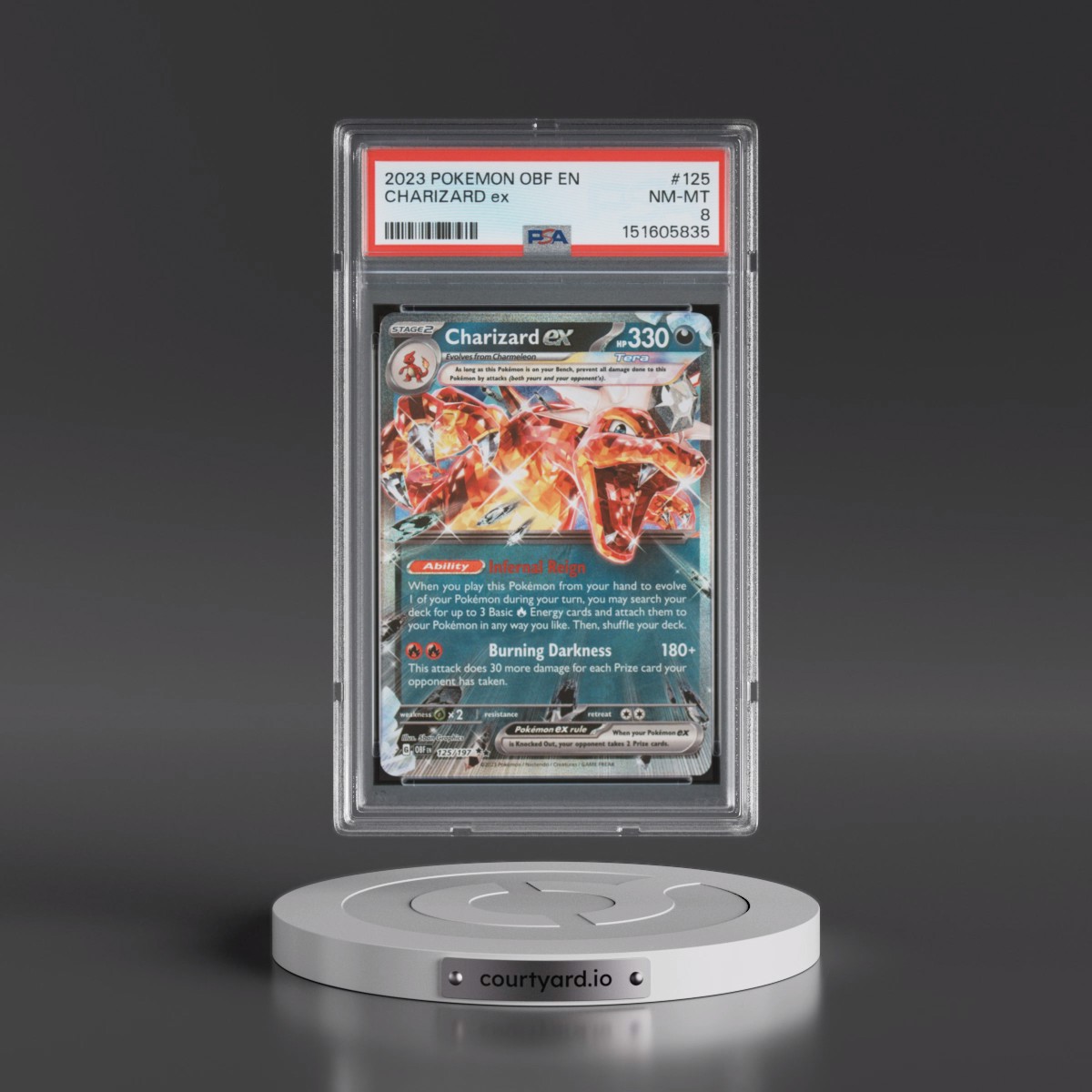 2023 Pokémon Obf EN-Obsidian Flames #125 Charizard EX - Holo (PSA 8 NM-MT)