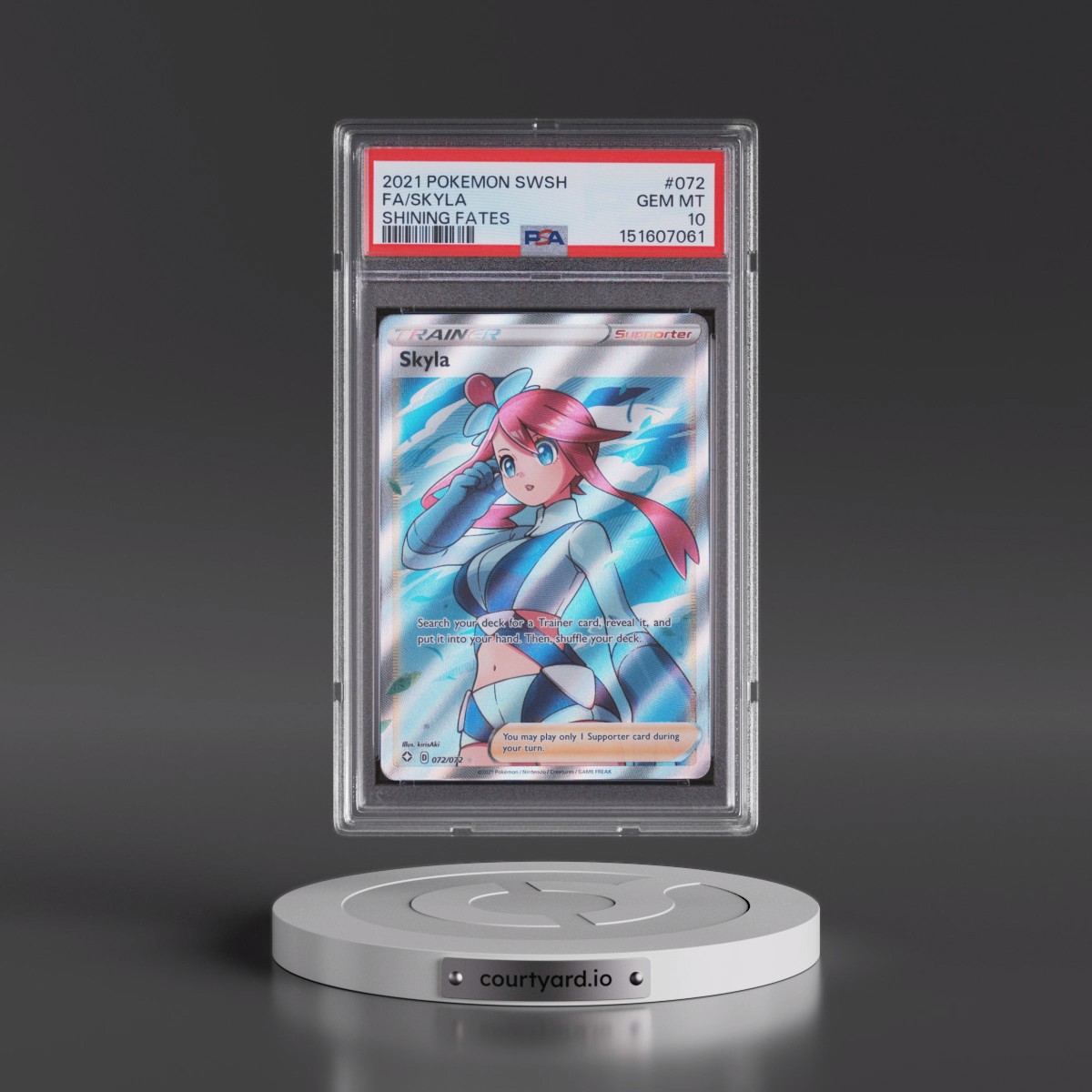 2021 Pokémon Sword & Shield Shining Fates #072 Skyla - Full Art (PSA 10 GEM MINT)