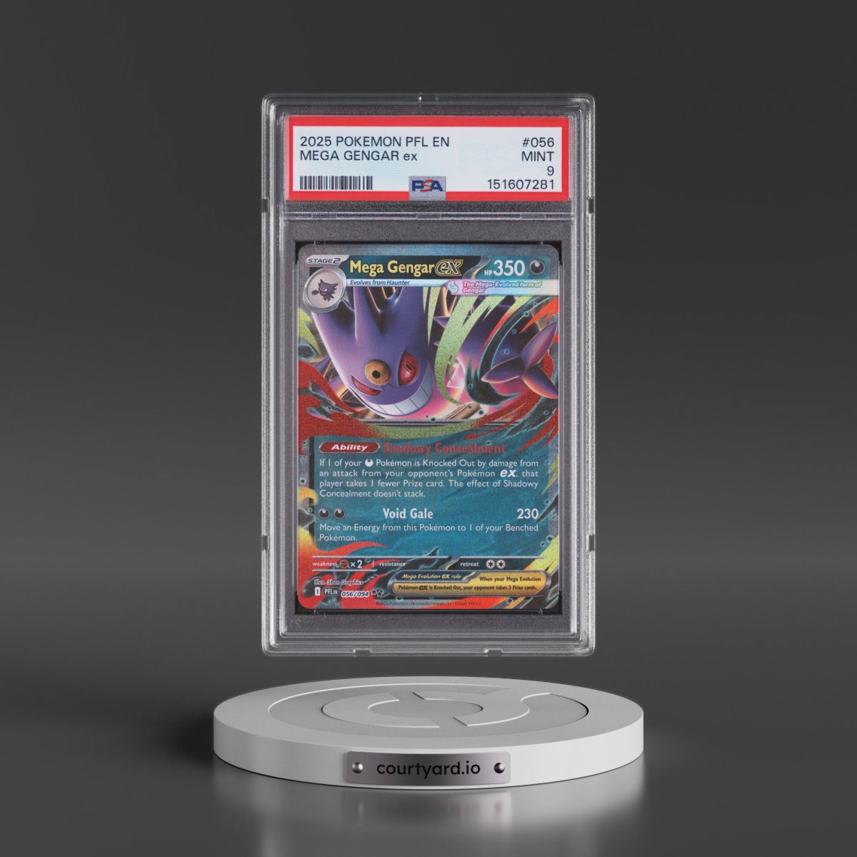 2025 Pokémon Pfl EN-Phantasmal Flames #056 Mega Gengar EX - Holo (PSA 9 MINT)