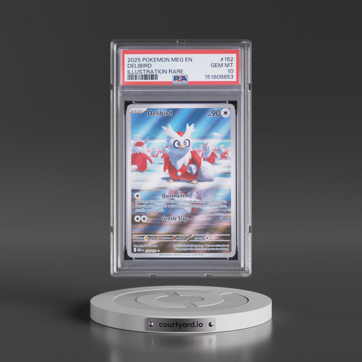 2025 Pokémon Meg EN-Mega Evolution #152 Delibird - Illustration Rare (PSA 10 GEM MINT)