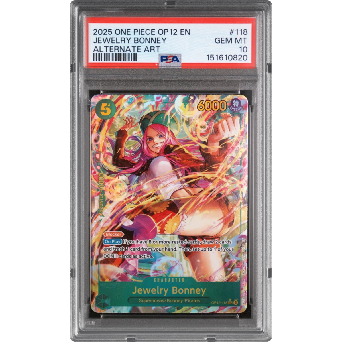 2025 One Piece OP12-Legacy of the Master #118 Jewelry Bonney - Alternate Art (PSA 10 GEM MINT)