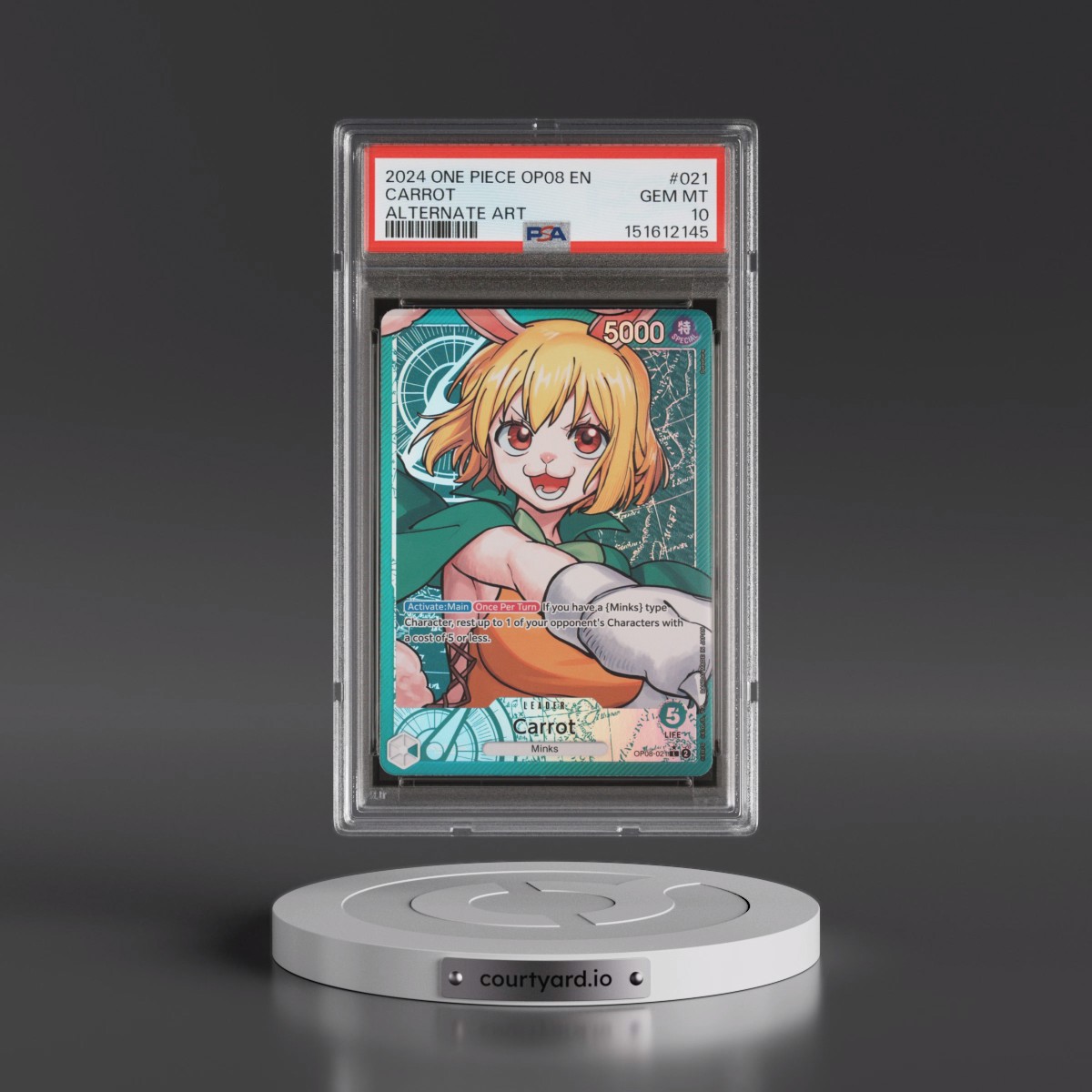 2024 One Piece OP08-Two Legends #021 Carrot - Alternate Art (PSA 10 GEM MINT)