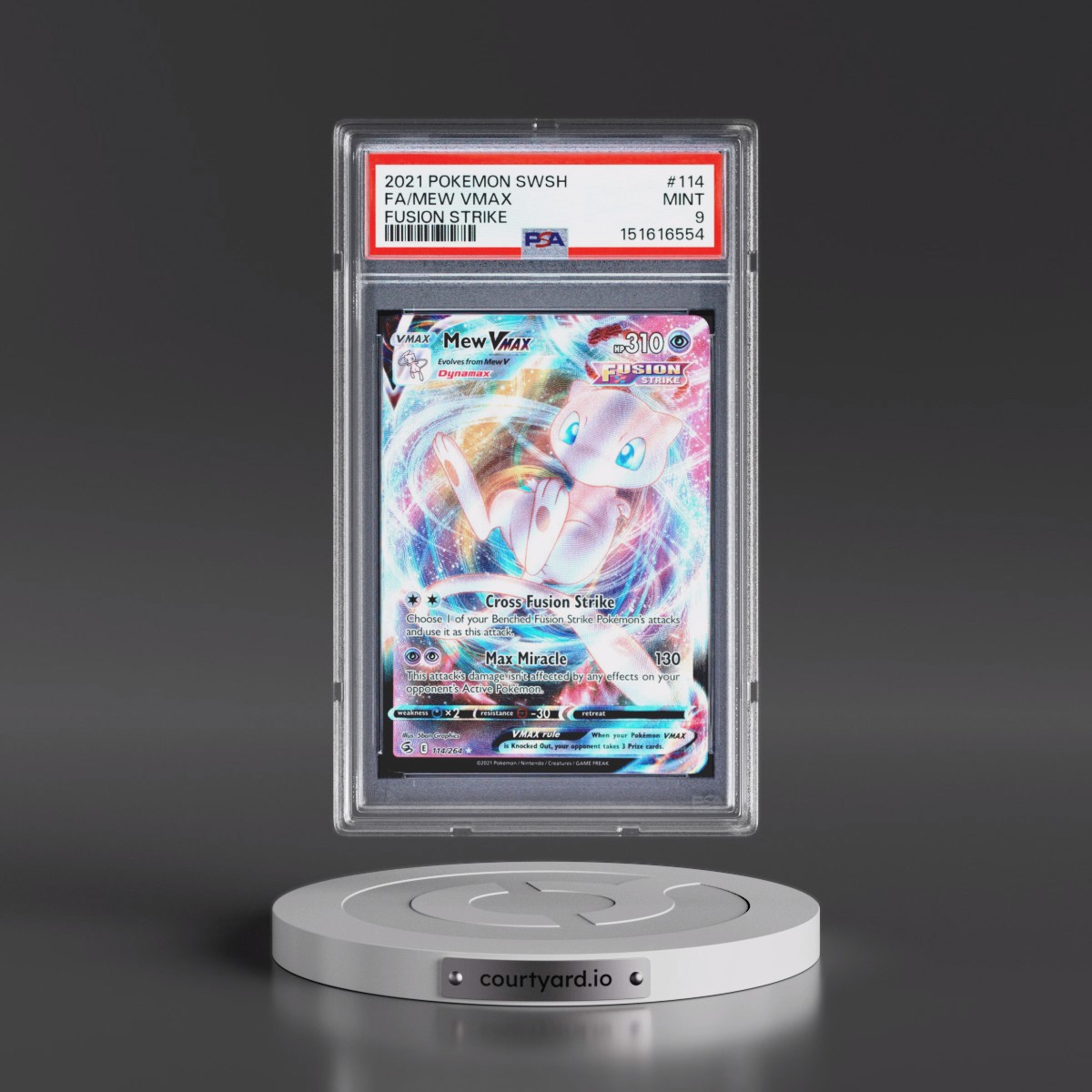 2021 Pokémon Sword & Shield Fusion Strike #114 Mew Vmax - Full Art (PSA 9 MINT)