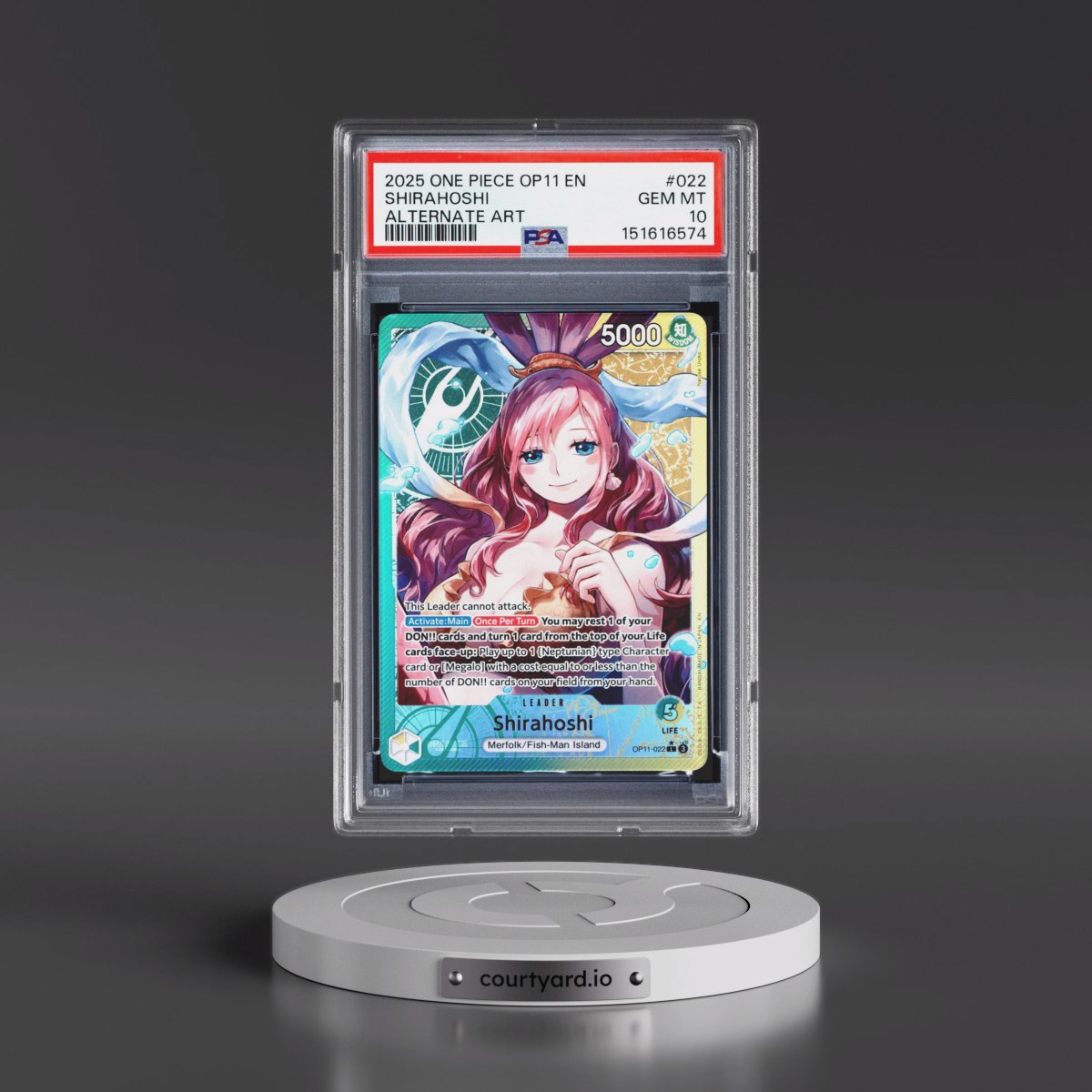 2025 One Piece OP11-A Fist of Divine Speed #022 Shirahoshi - Alternate Art (PSA 10 GEM MINT)