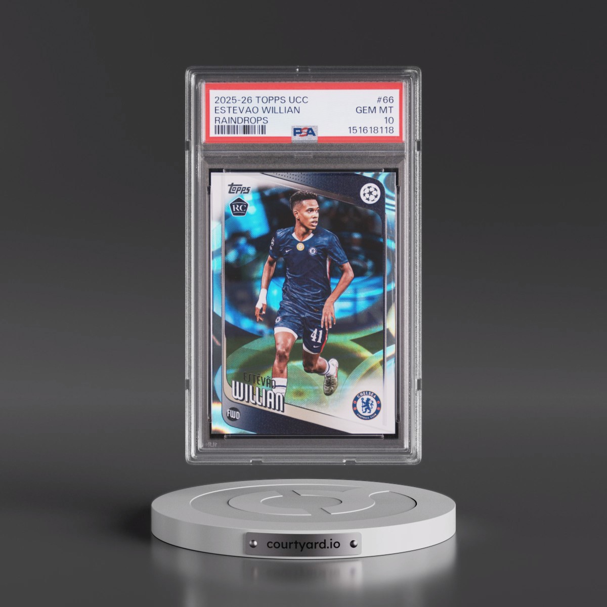 2025 Topps UEFA Club Competitions Estevao Willian - Raindrops #66 PSA 10