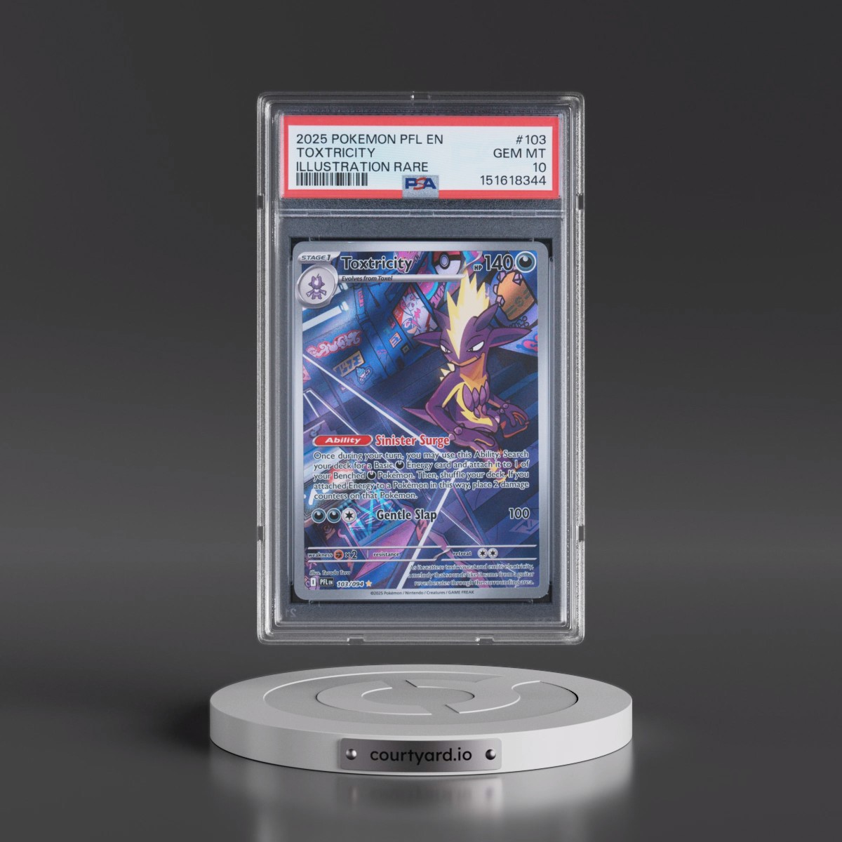 2025 Pokémon Pfl EN-Phantasmal Flames #103 Toxtricity - Illustration Rare (PSA 10 GEM MINT)