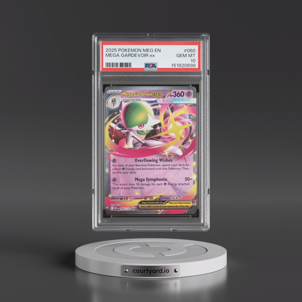 2025 Pokémon Meg EN-Mega Evolution #060 Mega Gardevoir EX - Holo (PSA 10 GEM MINT)