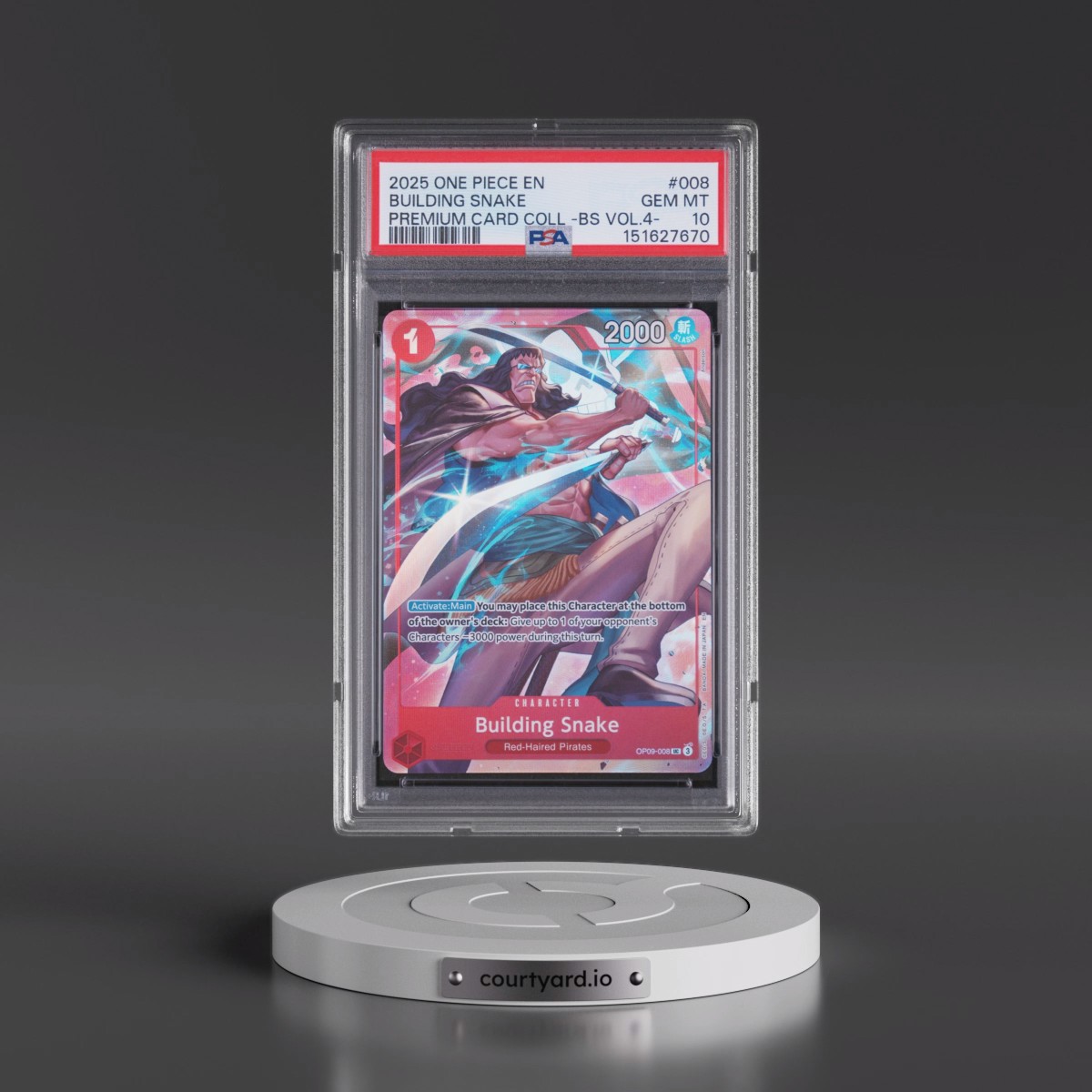 2025 One Piece Premium Card Collection -Best Selection Vol.4 #008 Building Snake (PSA 10 GEM MINT)