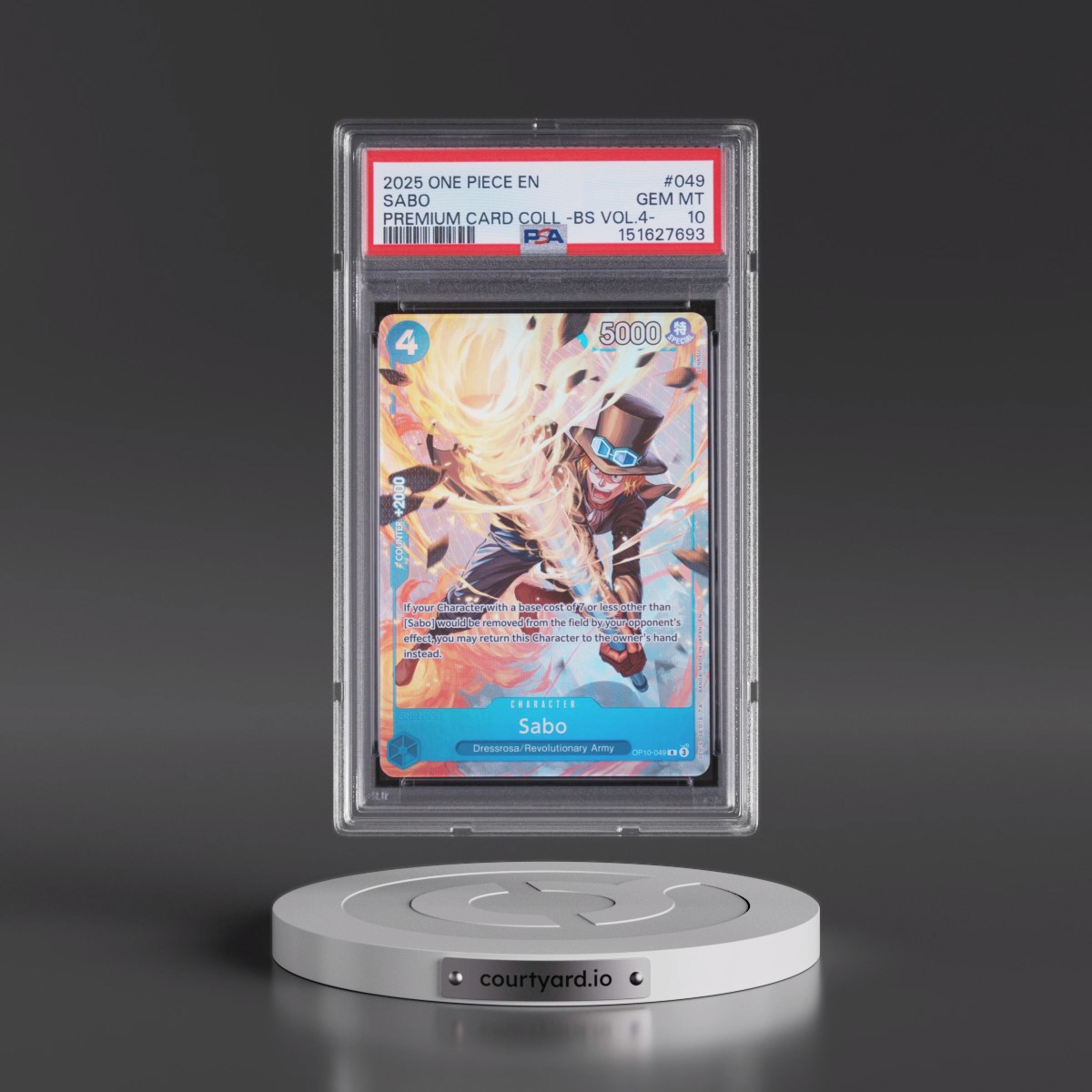 2025 One Piece Premium Card Collection -Best Selection Vol.4 #049 Sabo (PSA 10 GEM MINT)