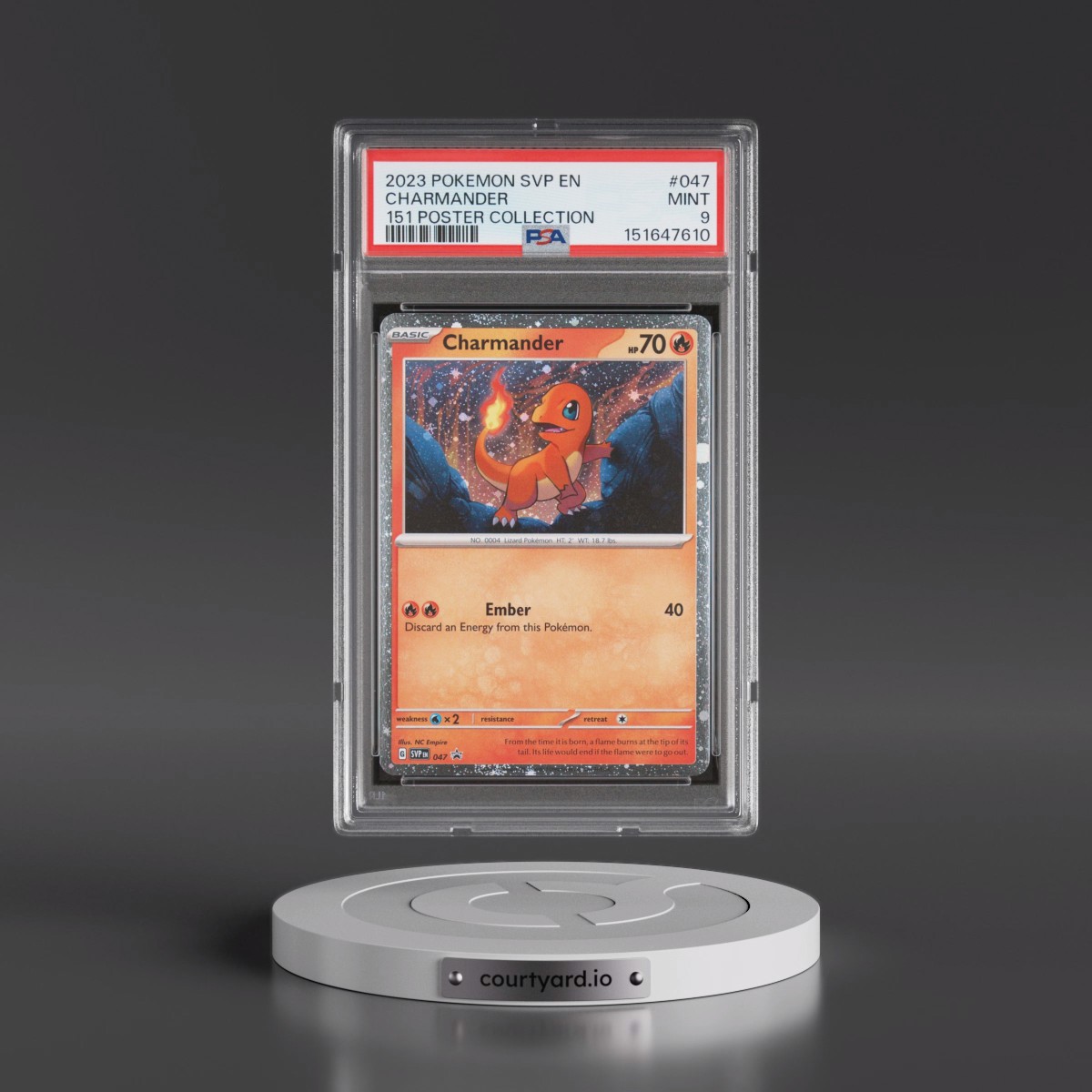 2023 Pokémon Svp EN-SV Black Star Promo #047 Charmander - 151 Poster Collection (PSA 9 MINT)