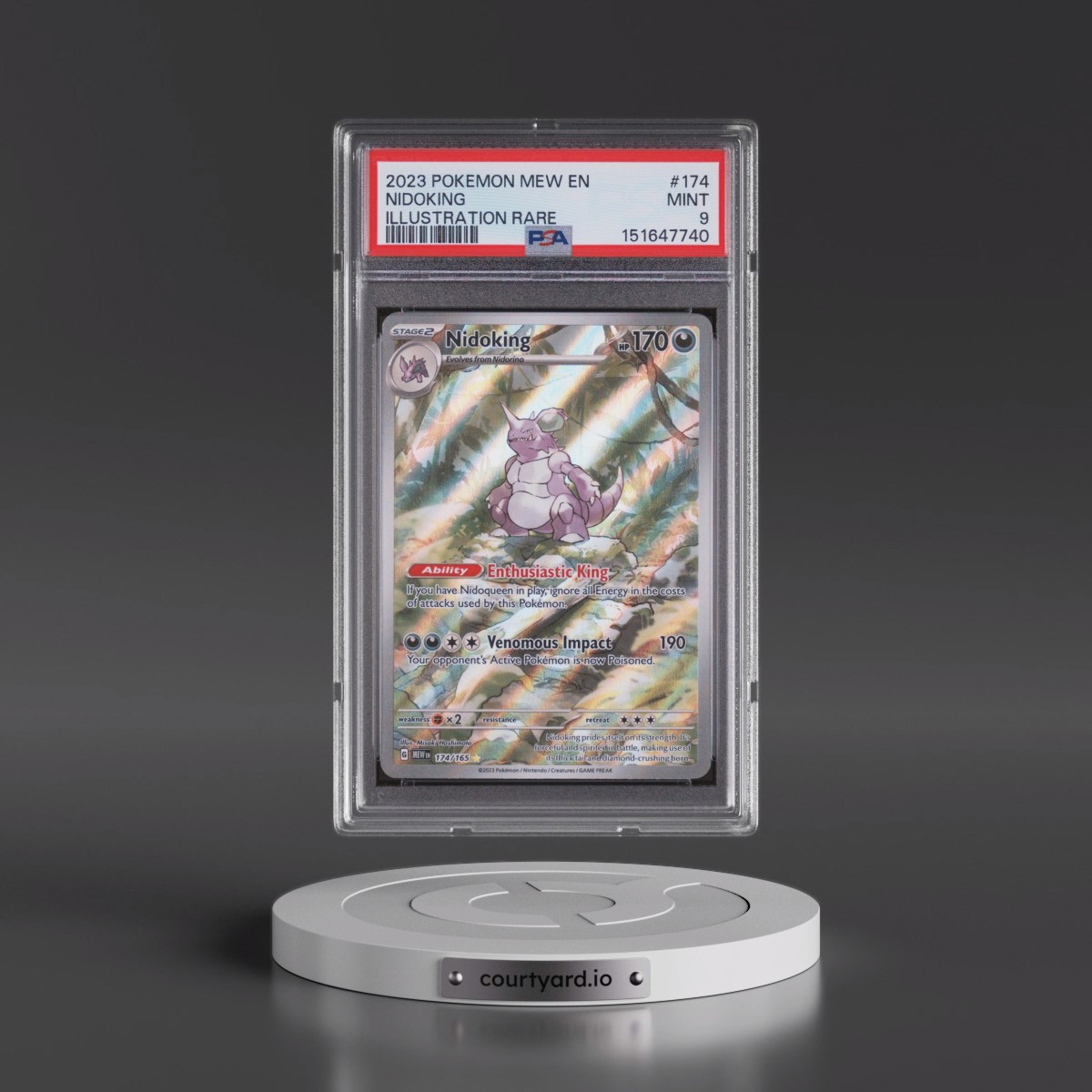 2023 Pokémon Mew EN-151 #174 Nidoking - Illustration Rare (PSA 9 MINT)