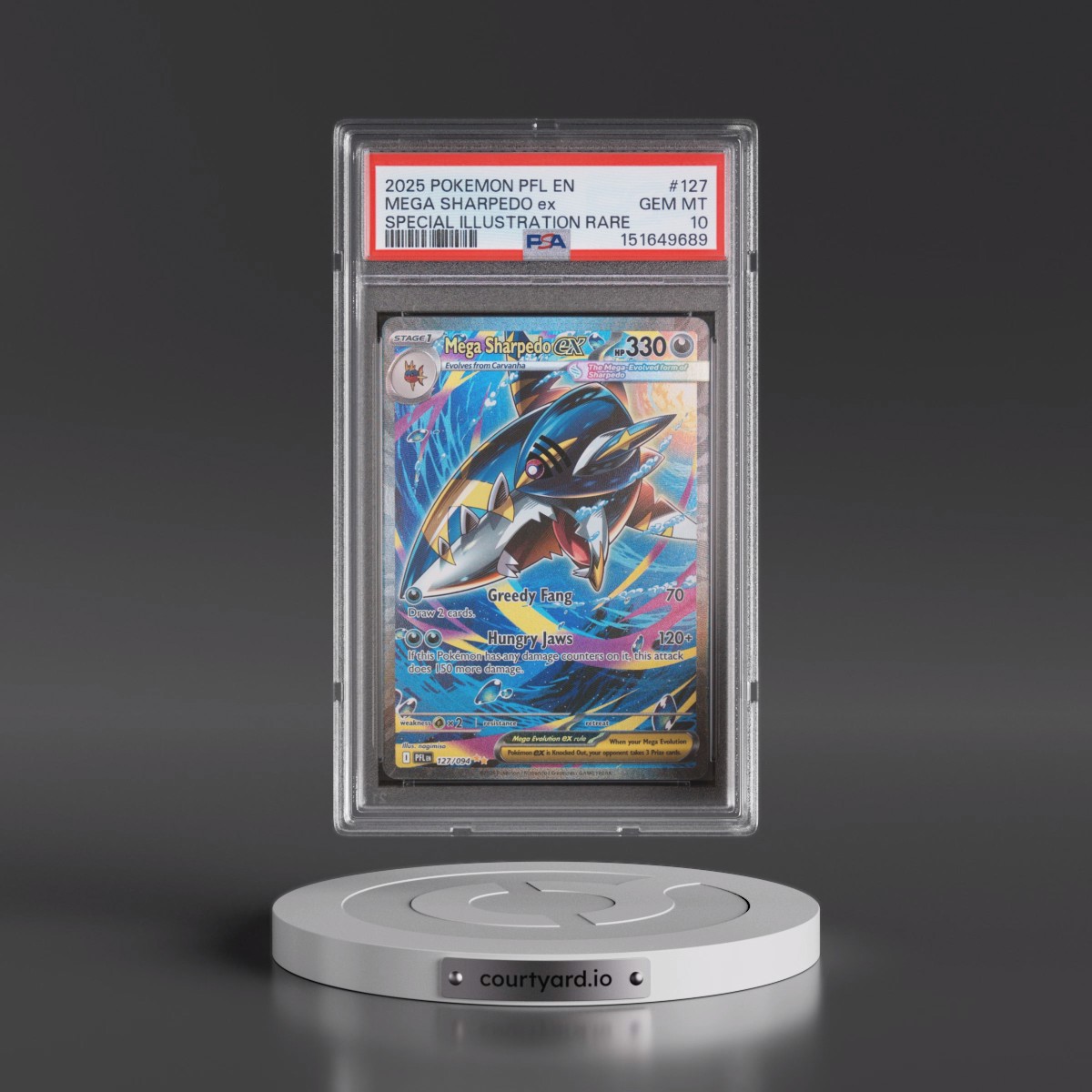 2025 Pokémon Pfl EN-Phantasmal Flames #127 Mega Sharpedo EX - Holo Special Illustration Rare (PSA 10 GEM MINT)