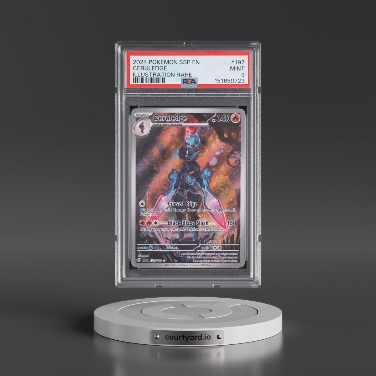 2024 Pokémon Ssp EN-Surging Sparks #197 Ceruledge - Illustration Rare (PSA 9 MINT)