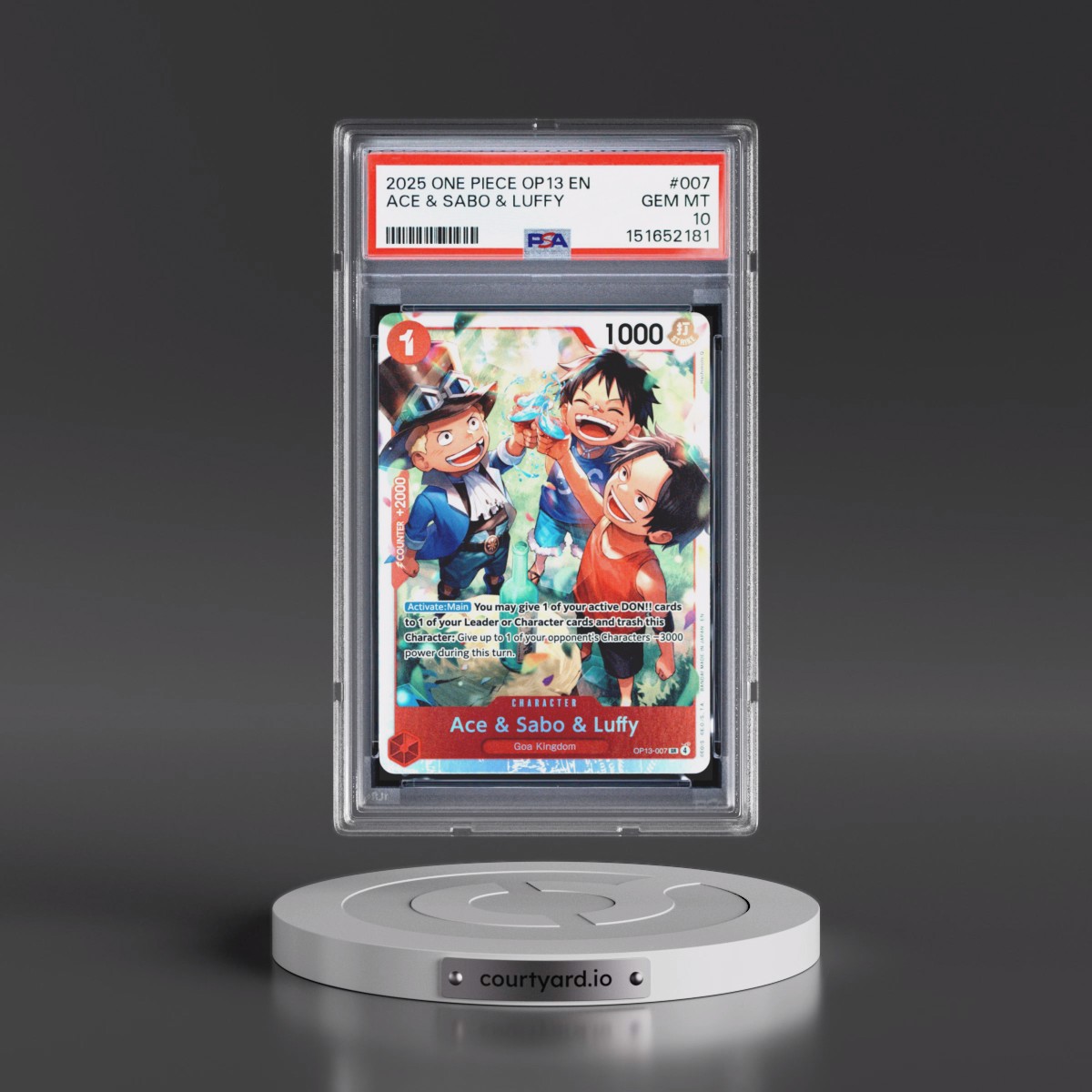 2025 One Piece OP13-Carrying on His Will #007 Ace & Sabo & Luffy (PSA 10 GEM MINT)