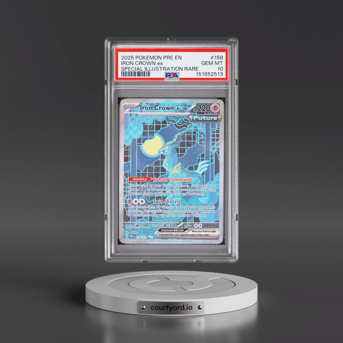 2025 Pokémon Pre EN-Prismatic Evolutions #158 Iron Crown EX - Holo Special Illustration Rare (PSA 10 GEM MINT)
