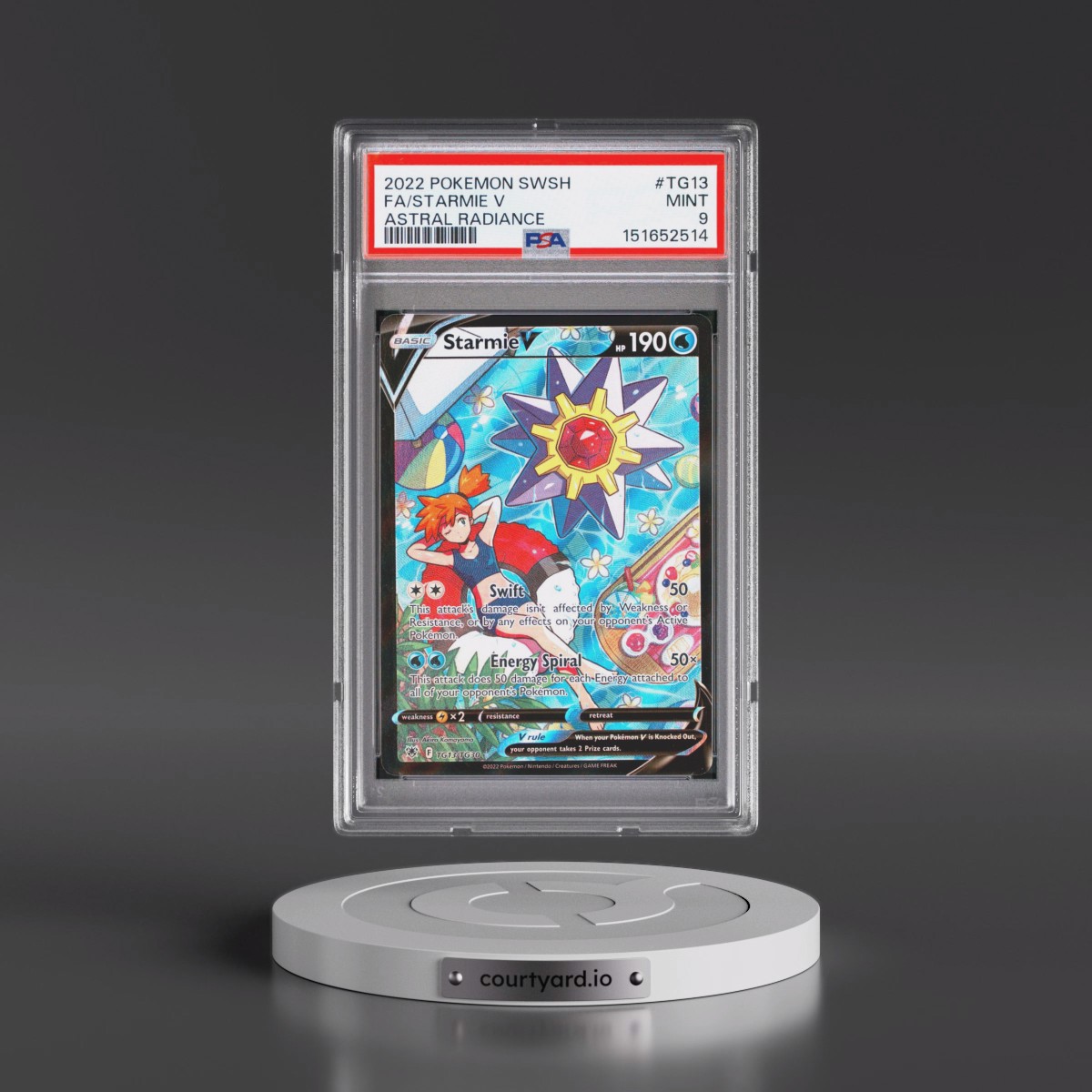 2022 Pokémon Sword & Shield Astral Radiance #TG13 Starmie V - Holo Full Art (PSA 9 MINT)