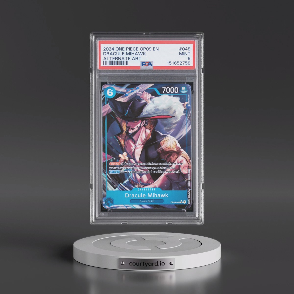 2024 One Piece OP09-Emperors in the New World #048 Dracule Mihawk - Alternate Art (PSA 9 MINT)