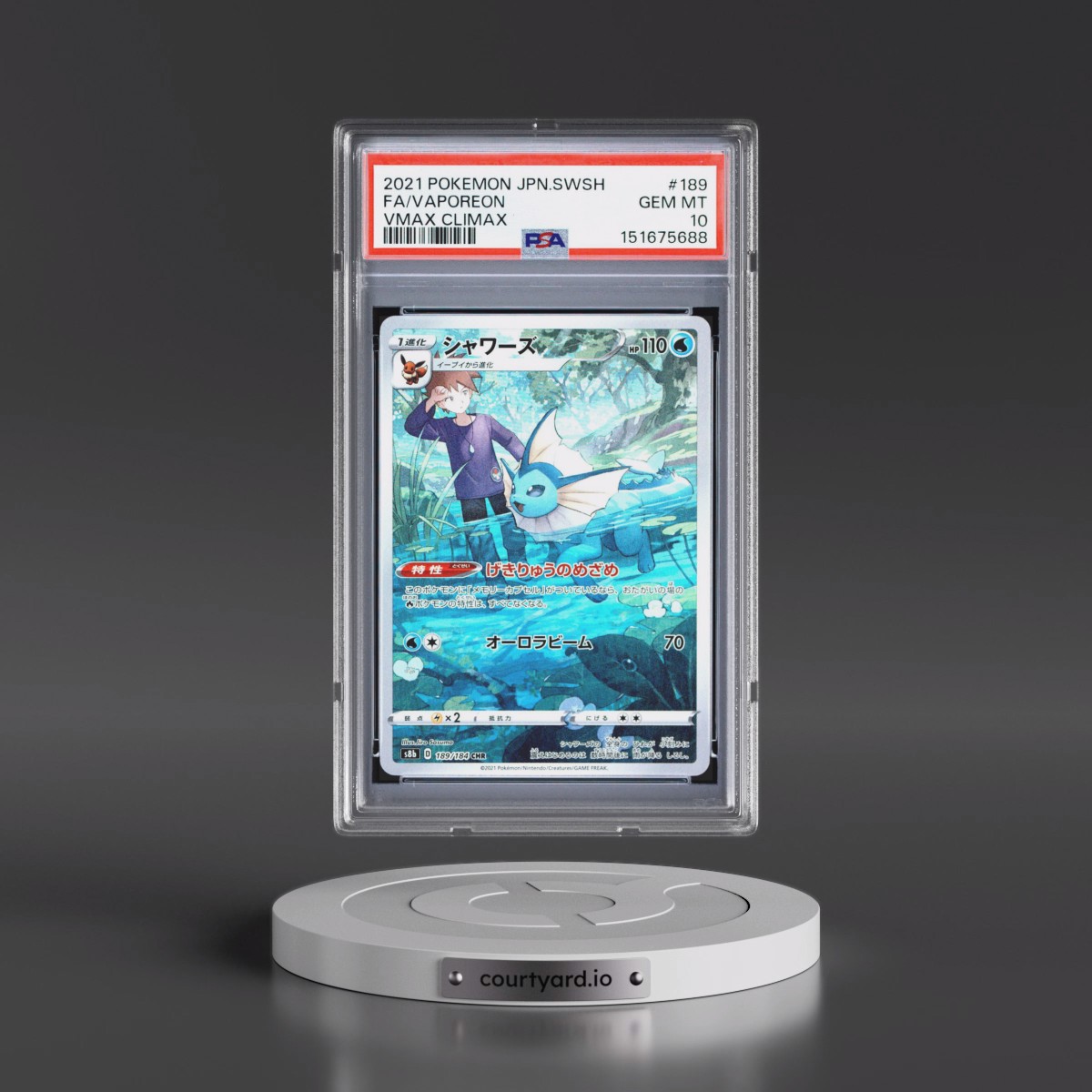 2021 Pokémon Sword & Shield Vmax Climax #189 Vaporeon - Full Art (PSA 10 GEM MINT)