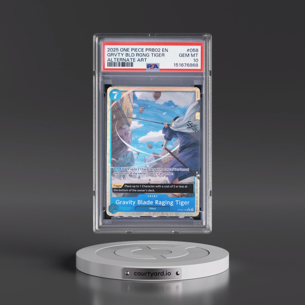 2025 One Piece PRB02-Premium Booster -One Piece Card the Best- Vol.2 #058 Gravity Blade Raging Tiger - Alternate Art (PSA 10 GEM MINT)
