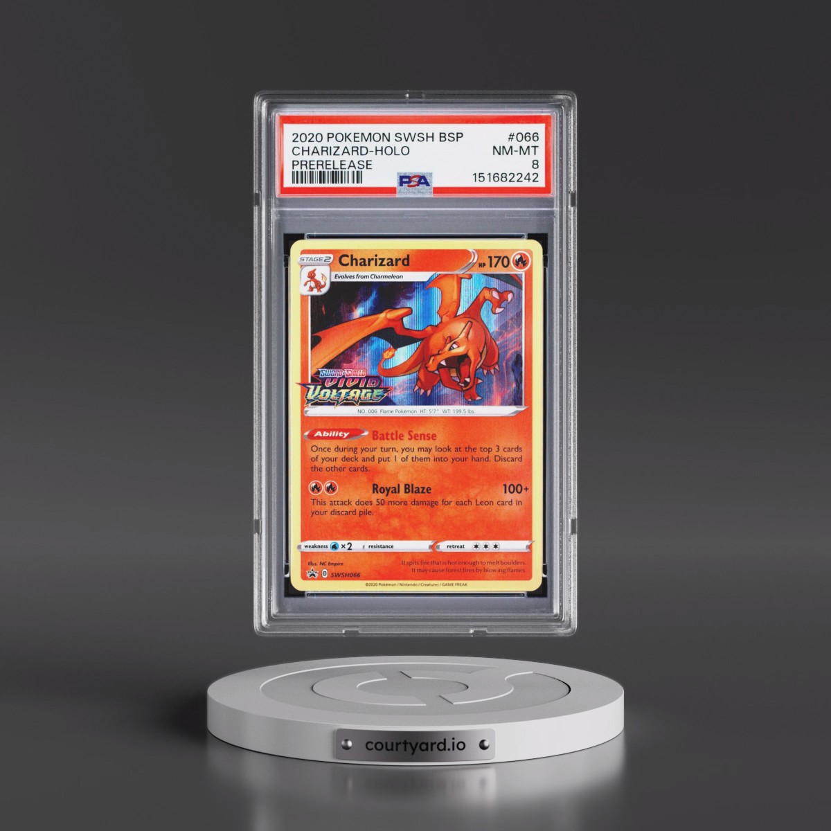 2020 Pokémon Swsh Black Star Promo #066 Charizard - Holo Prerelease (PSA 8 NM-MT)
