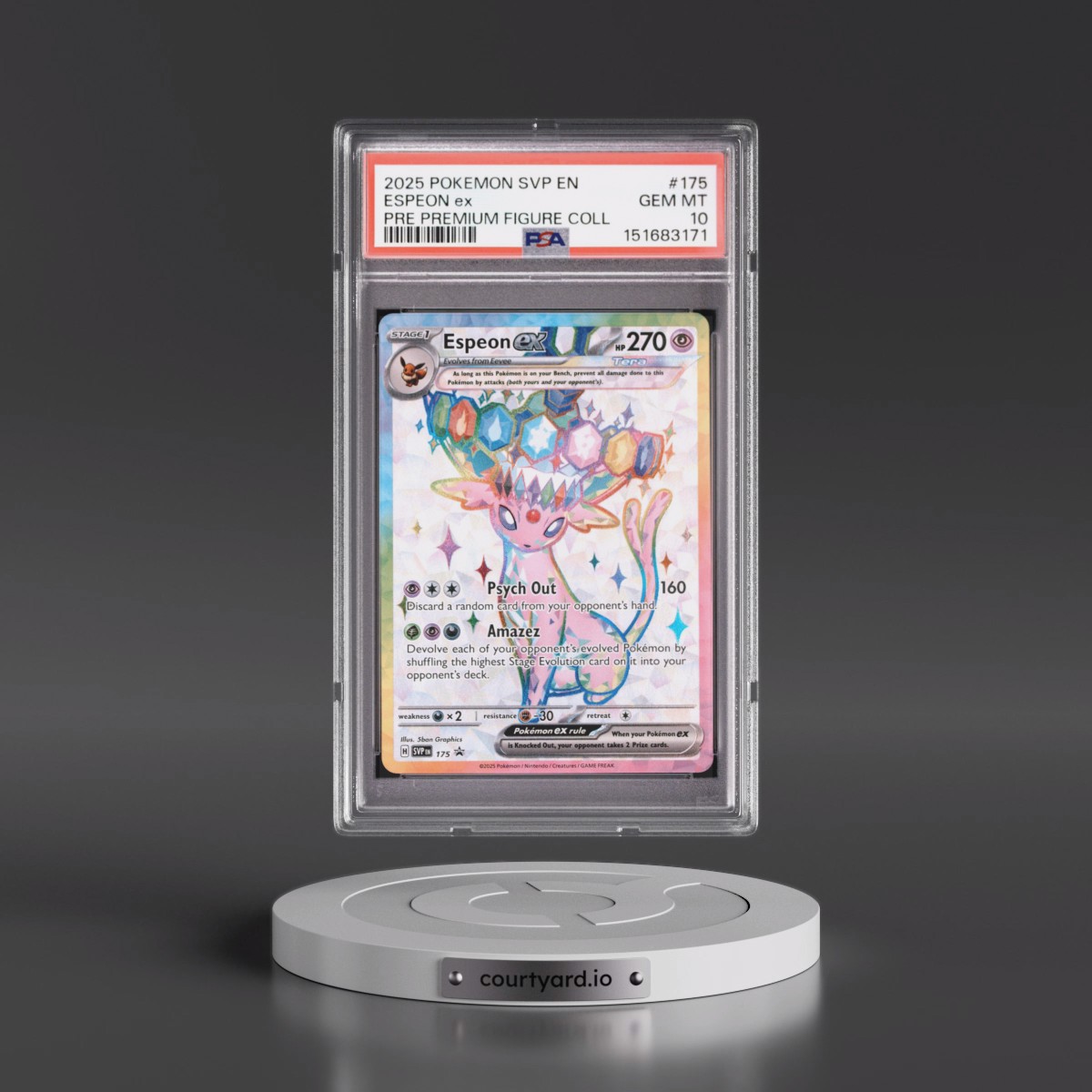 2025 Pokémon Svp EN-SV Black Star Promo #175 Espeon EX - Holo Prismatic Evolutions Premium Figure Collection (PSA 10 GEM MINT)