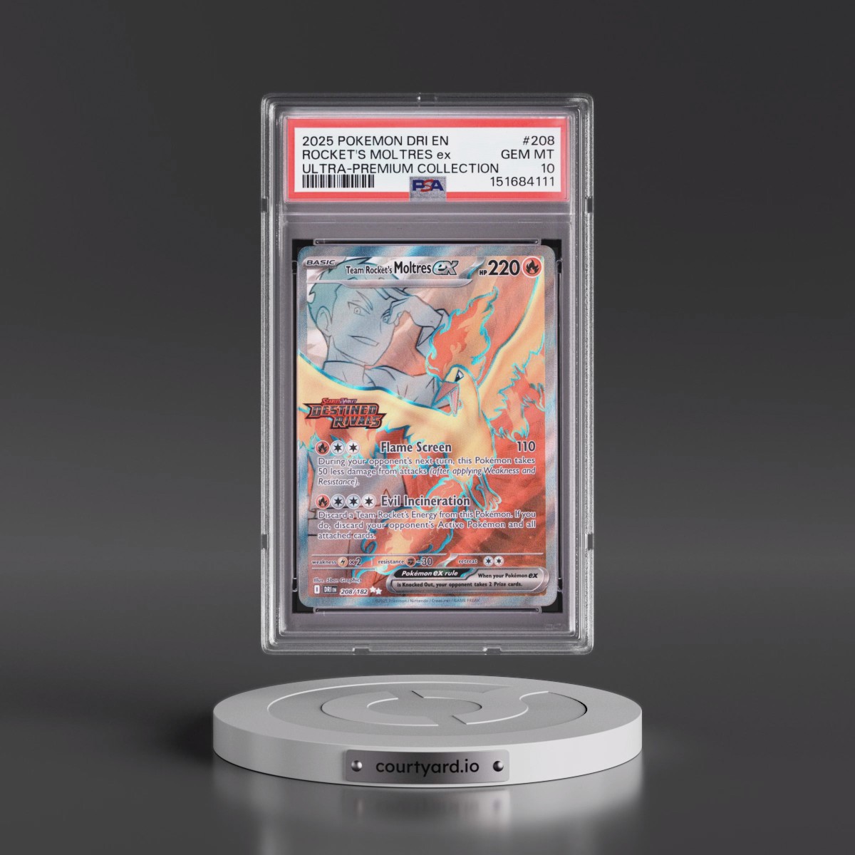 2025 Pokémon Dri EN-Destined Rivals #208 Team Rocket's Moltres EX - Holo Team Rocket's Moltres EX Ultra-Premium Collection (PSA 10 GEM MINT)