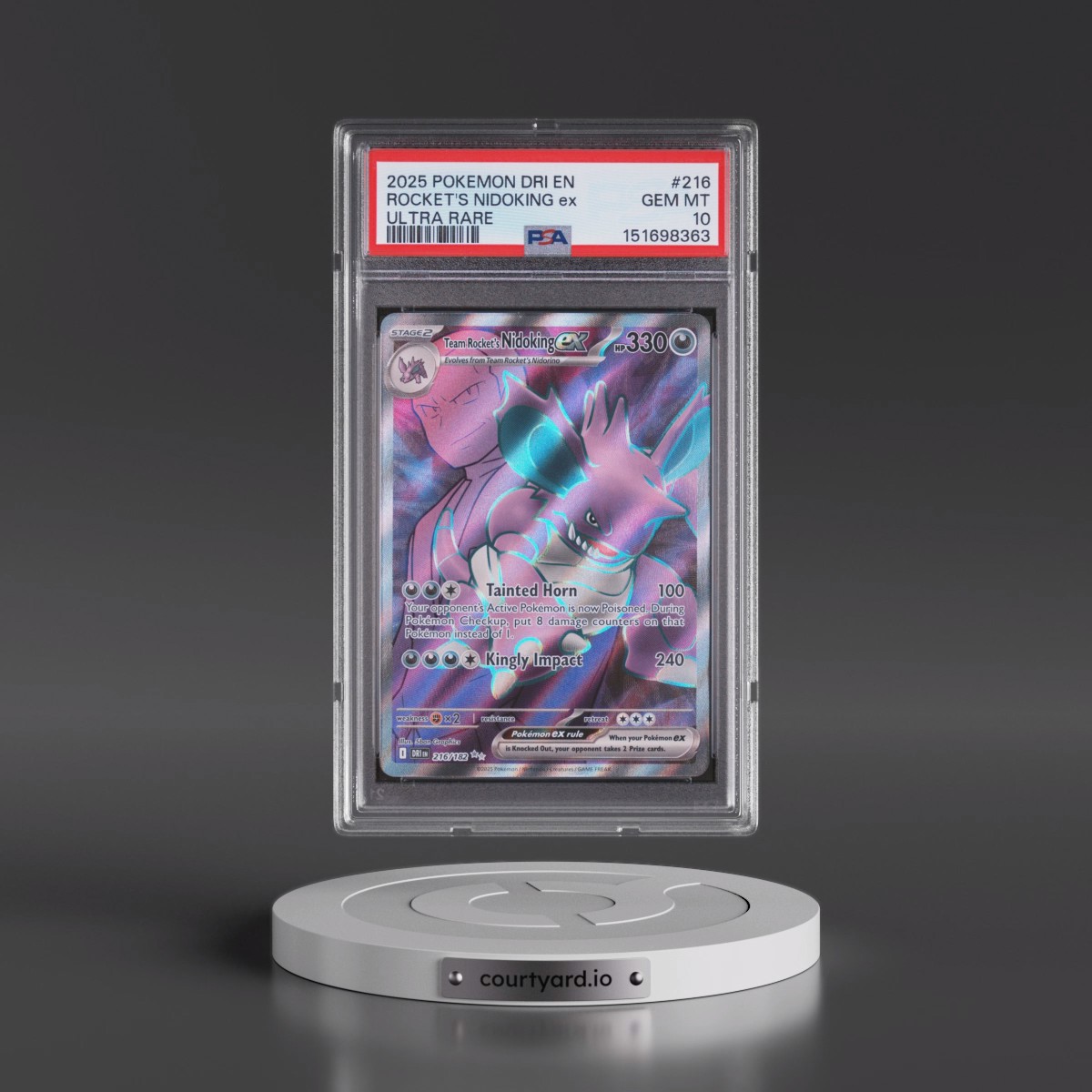 2025 Pokémon Dri EN-Destined Rivals #216 Team Rocket's Nidoking EX - Holo Ultra Rare (PSA 10 GEM MINT)