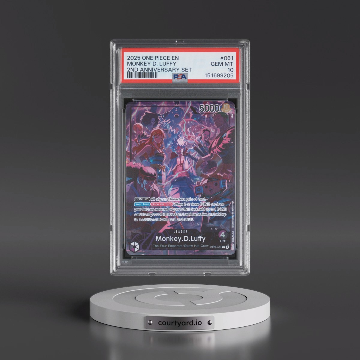 2025 One Piece English Version 2nd Anniversary Set #061 Monkey D. Luffy (PSA 10 GEM MINT)