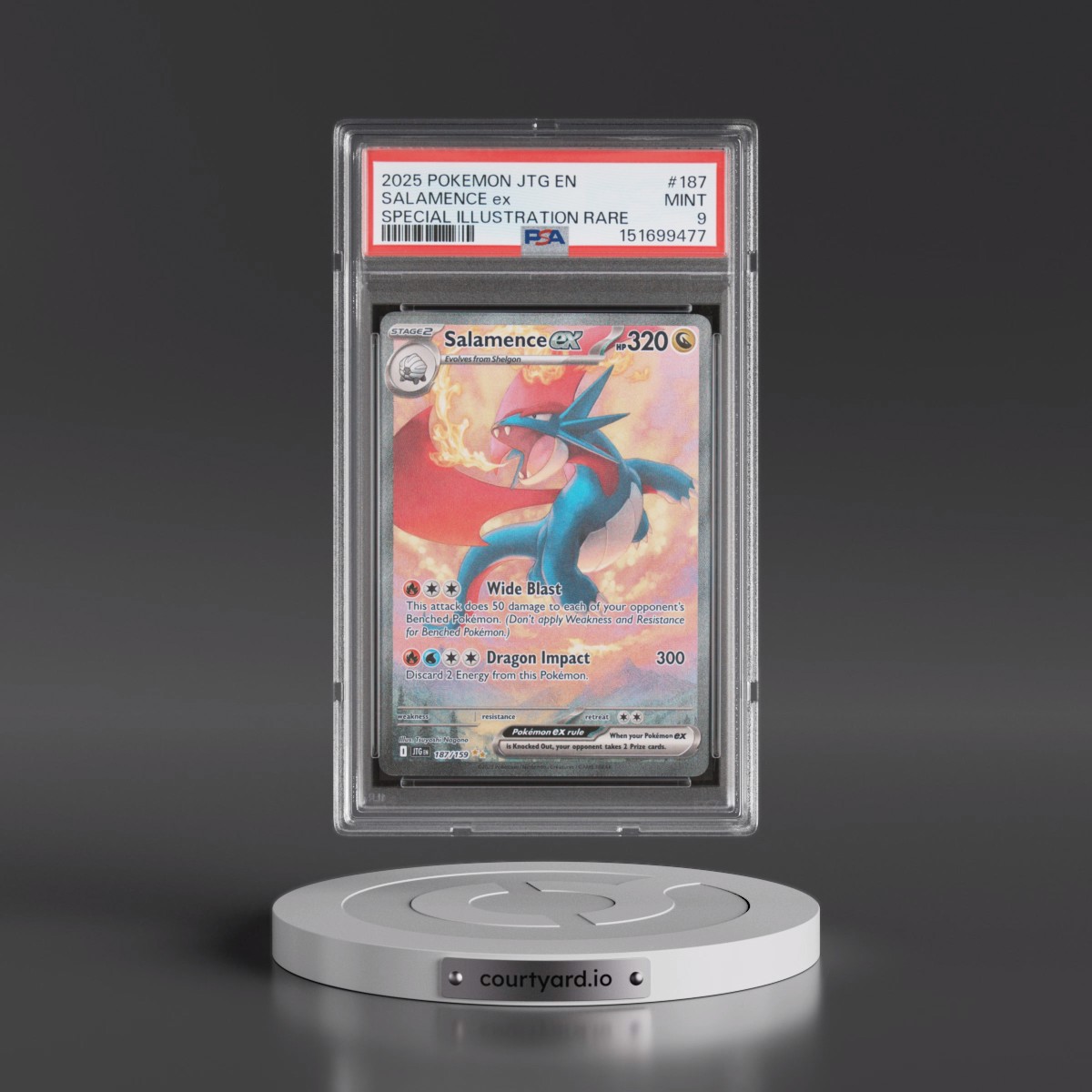 2025 Pokémon Jtg EN-Journey Together #187 Salamence EX - Holo Special Illustration Rare (PSA 9 MINT)