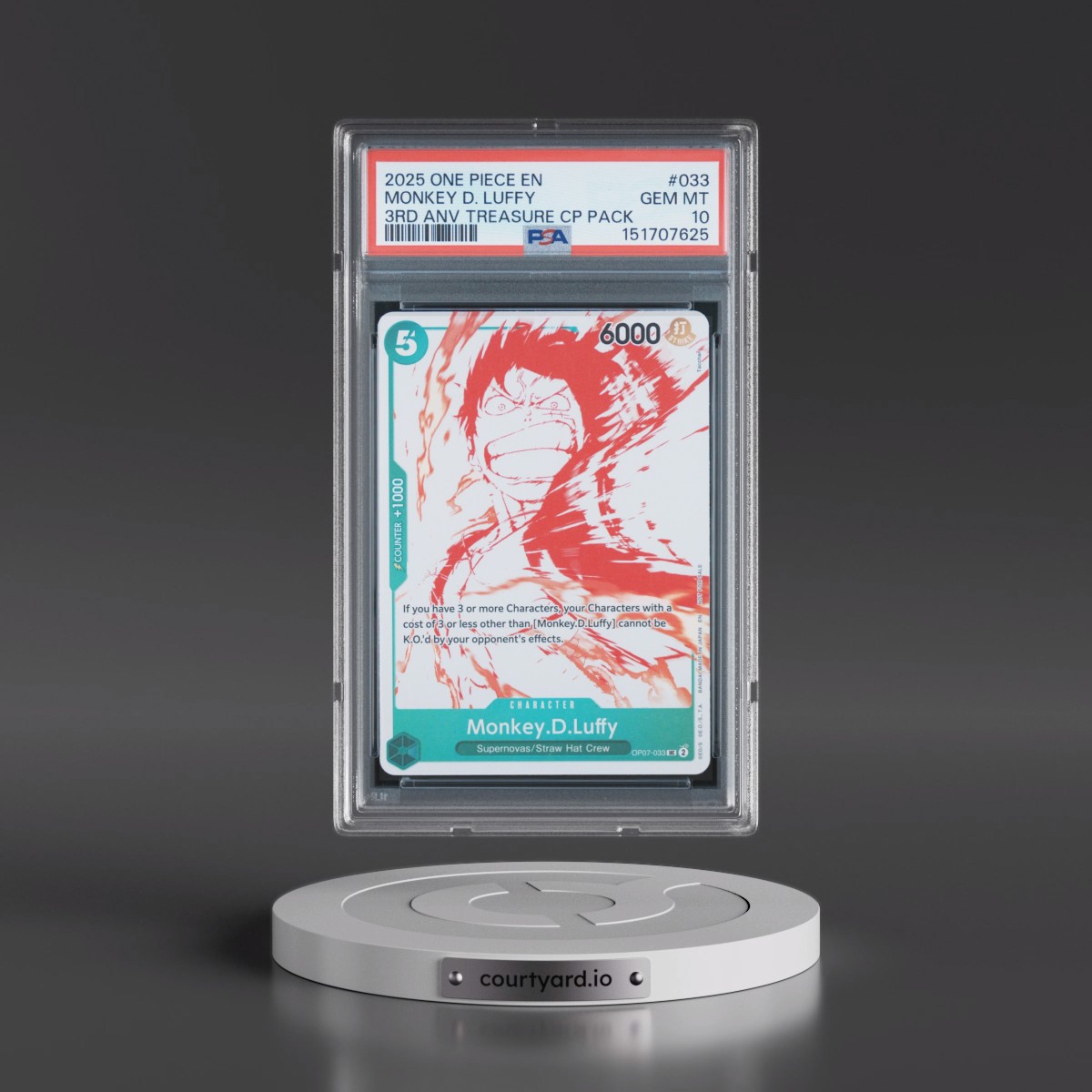 2025 One Piece 3rd Anniversary! One Piece Card Treasure Campaign Pack #033 Monkey D. Luffy (PSA 10 GEM MINT)