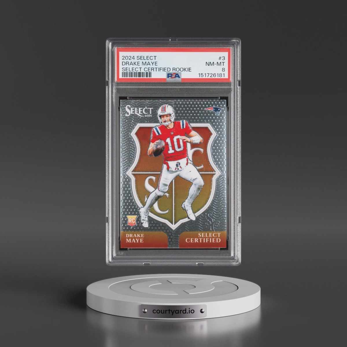 2024 Panini Select Select Certified Rookies #3 Drake Maye (PSA 8 NM-MT)