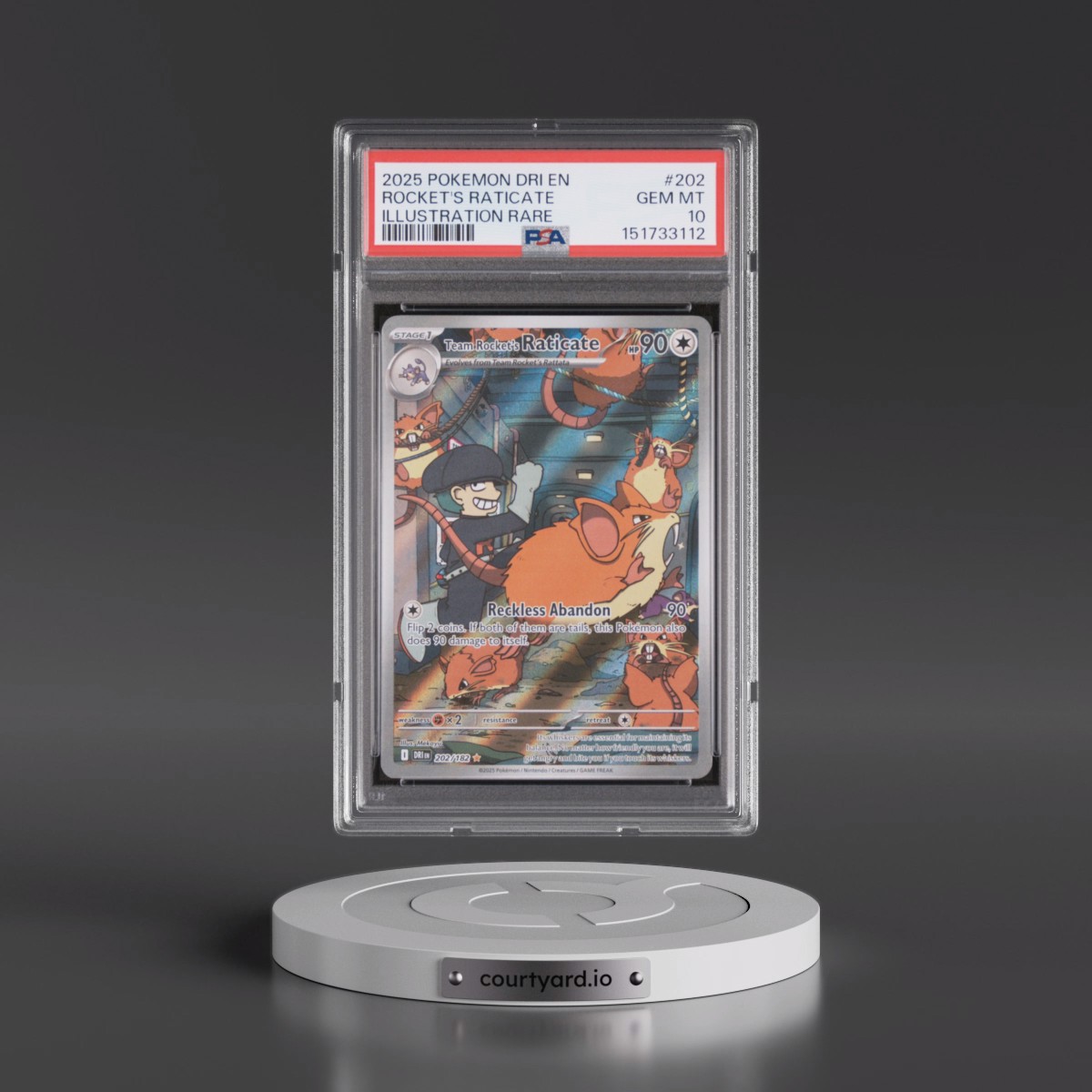 2025 Pokémon Dri EN-Destined Rivals Team Rocket's Raticate - Illustration Rare #202 PSA 10