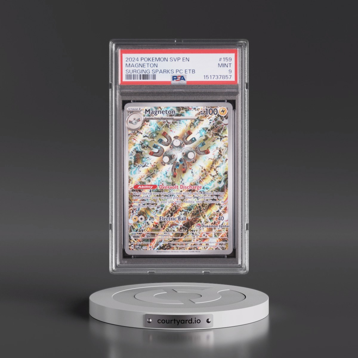 2024 Pokémon Svp EN-SV Black Star Promo #159 Magneton - Surging Sparks Pokemon Center Elite Trainer Box (PSA 9 MINT)