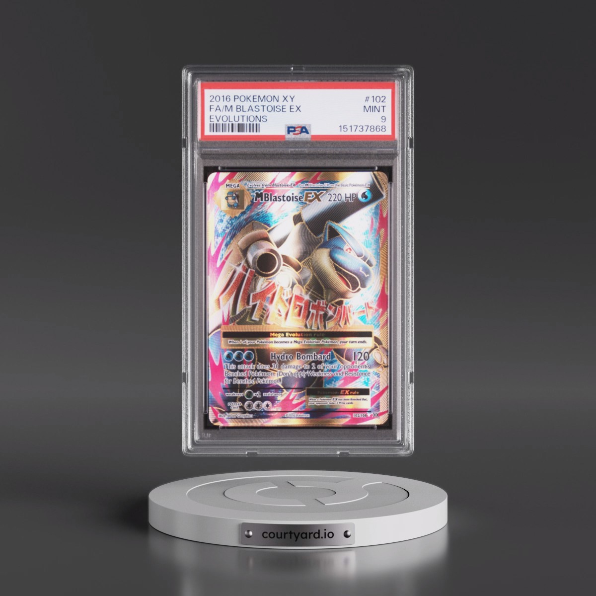 2016 Pokémon XY Evolutions #102 M Blastoise EX - Holo Full Art (PSA 9 MINT)