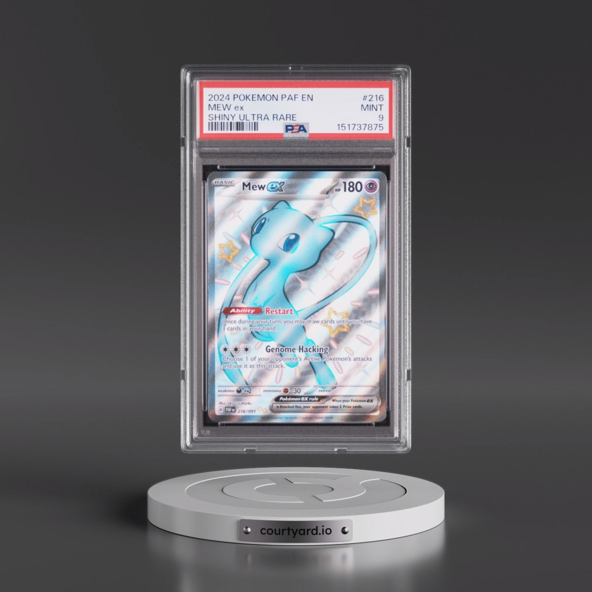 2024 Pokémon Paf EN-Paldean Fates #216 Mew EX - Holo Shiny Ultra Rare (PSA 9 MINT)