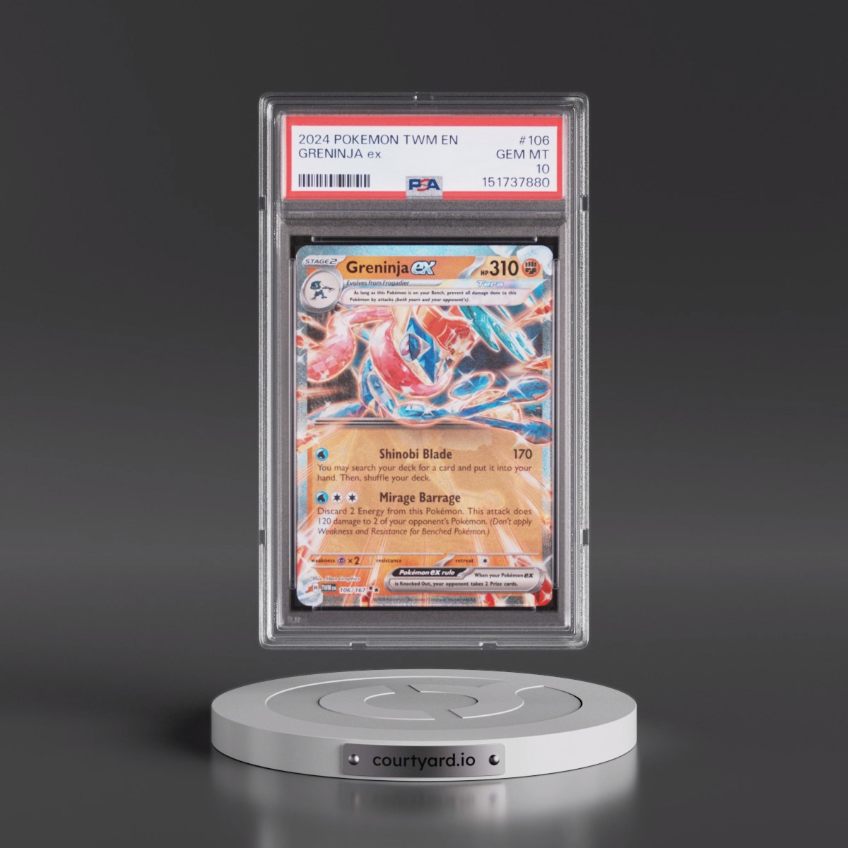 2024 Pokémon Twm EN-Twilight Masquerade #106 Greninja EX - Holo (PSA 10 GEM MINT)