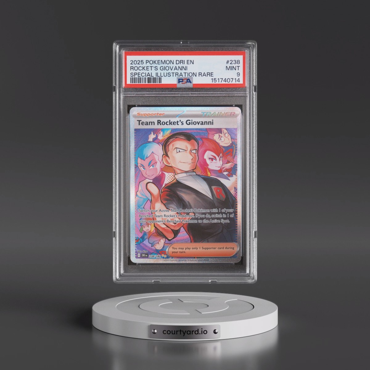 2025 Pokémon Dri EN-Destined Rivals #238 Team Rocket's Giovanni - Special Illustration Rare (PSA 9 MINT)