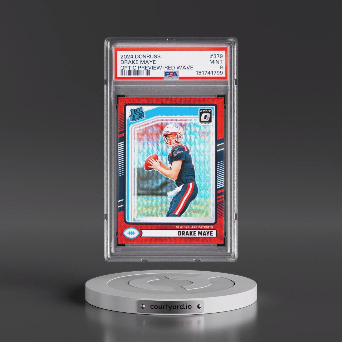 2024 Panini Donruss #379 Drake Maye - Optic Preview-Red Wave (PSA 9 MINT)